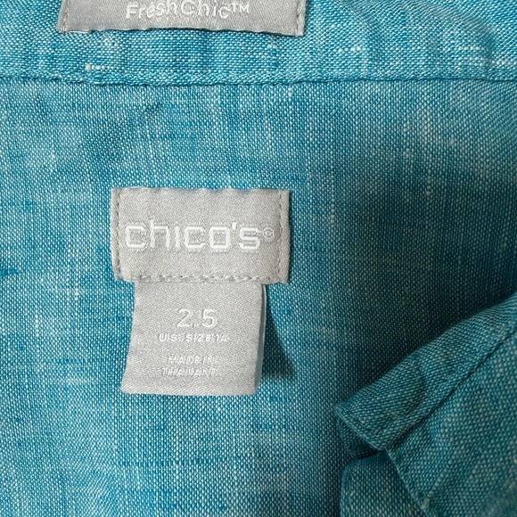 Chicos Colorful Linen Sleeveless Tunic Top Size 14 Lagenlook Resort Vacation - Picture 5 of 7